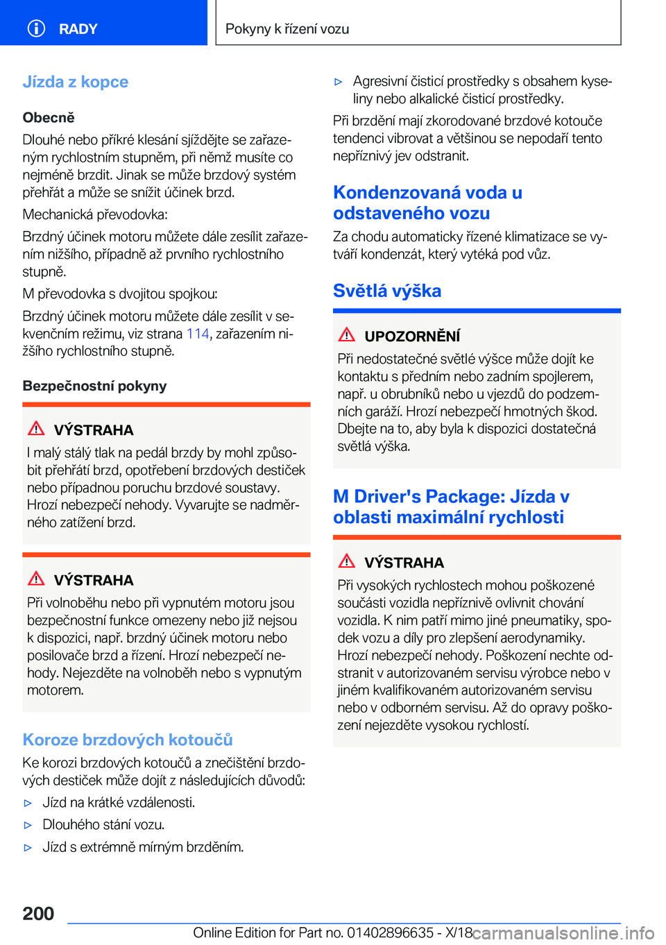 BMW M2 2019  Návod na použití (in Czech) �J�