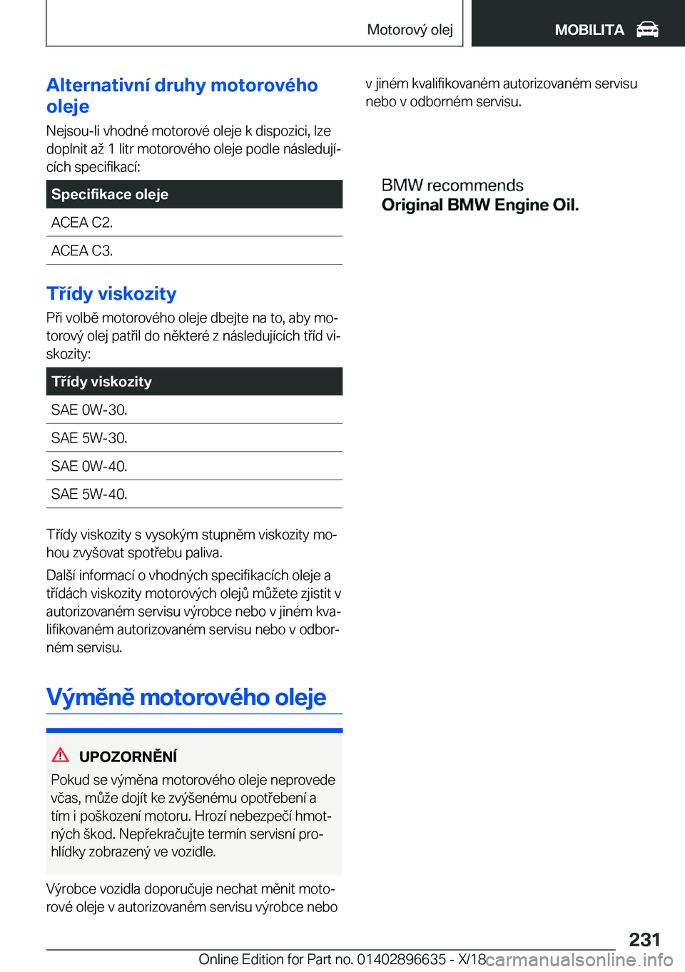 BMW M2 2019  Návod na použití (in Czech) �A�l�t�e�r�n�a�t�i�v�n�