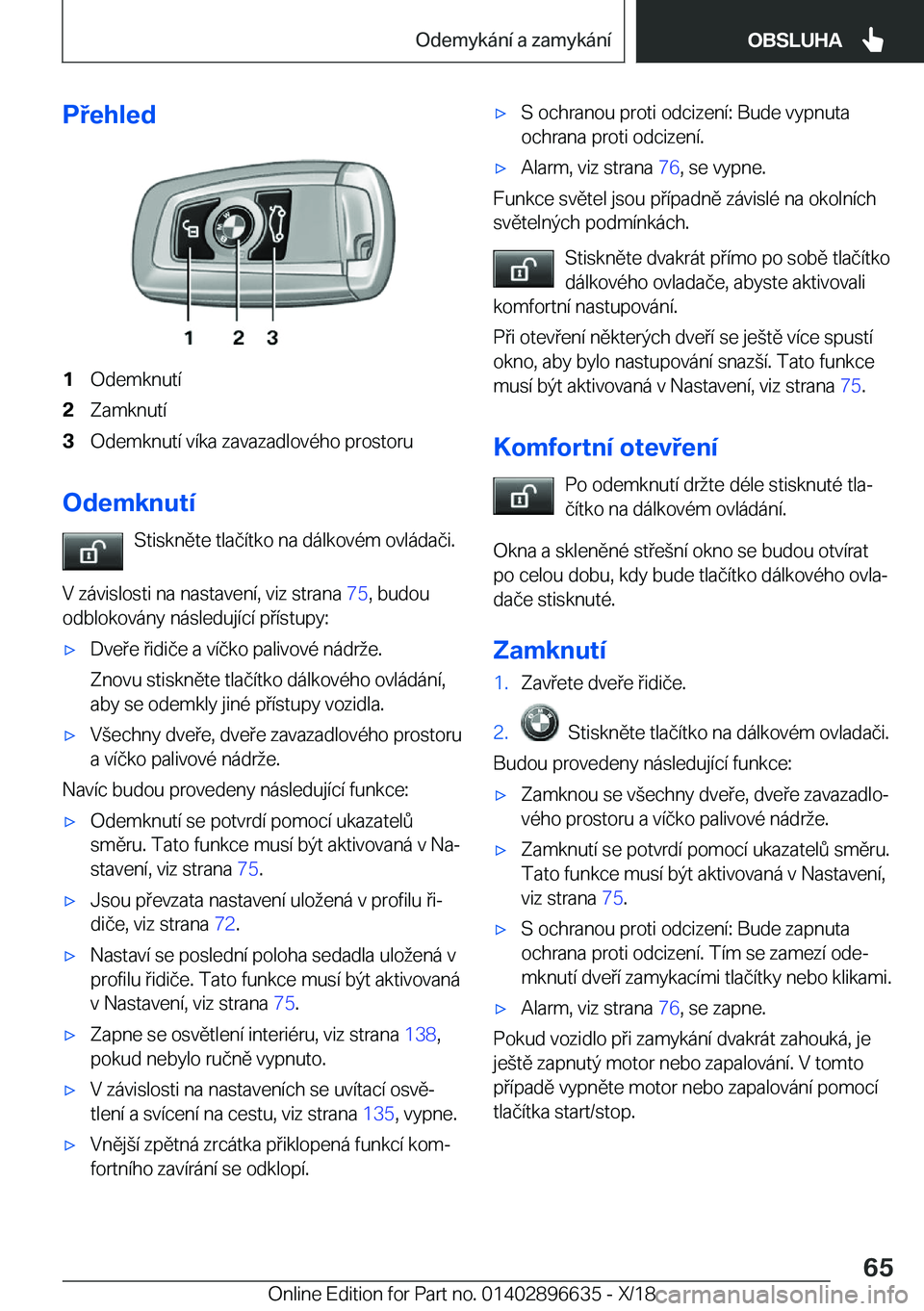BMW M2 2019  Návod na použití (in Czech) �P�e�h�l�e�d�1�O�d�e�m�k�n�u�t�