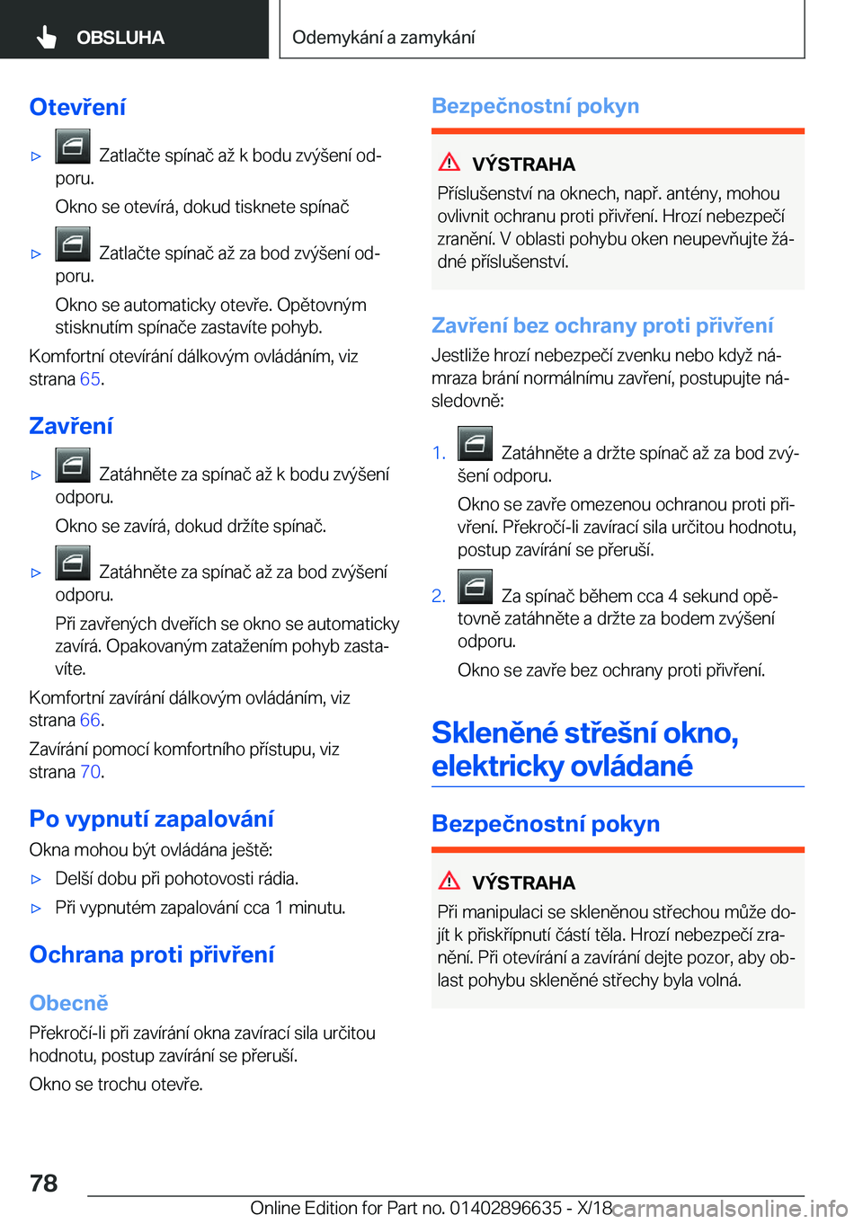 BMW M2 2019  Návod na použití (in Czech) �O�t�e�v�e�n�