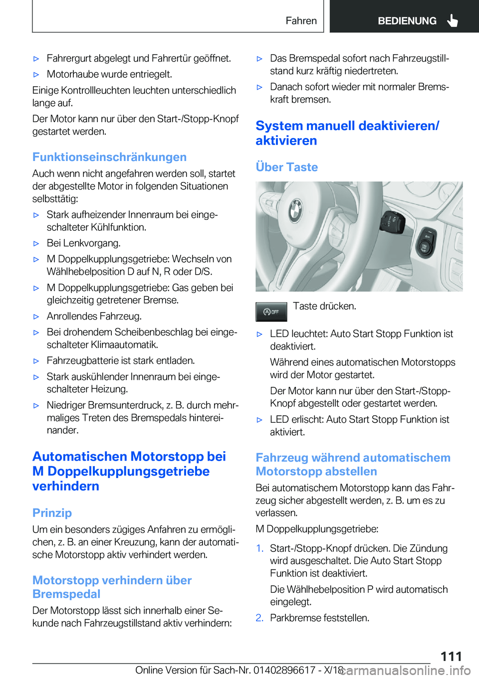 BMW M2 2019  Betriebsanleitungen (in German) 'x�F�a�h�r�e�r�g�u�r�t��a�b�g�e�l�e�g�t��u�n�d��F�a�h�r�e�r�t�