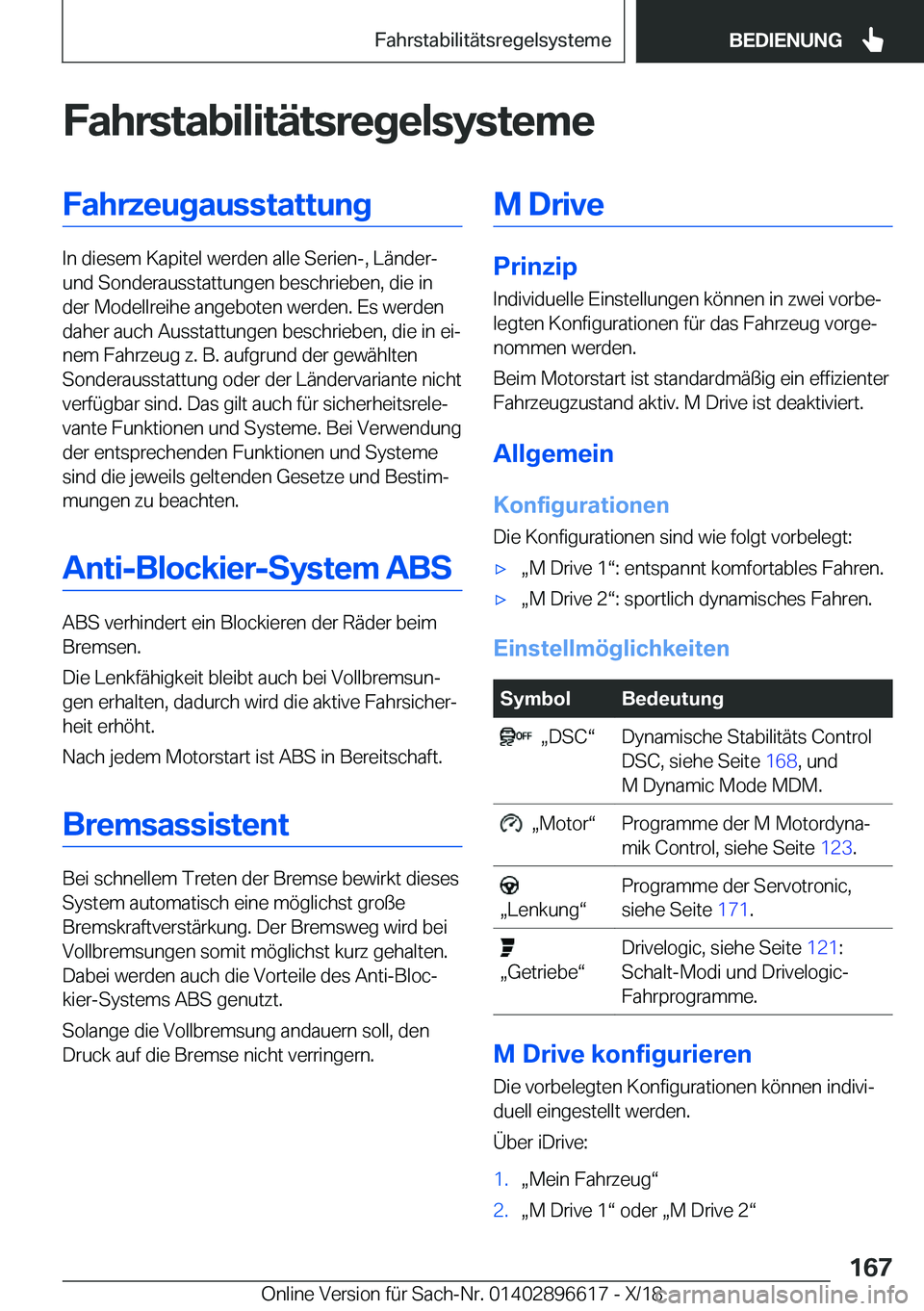 BMW M2 2019  Betriebsanleitungen (in German) �F�a�h�r�s�t�a�b�i�l�i�t�
