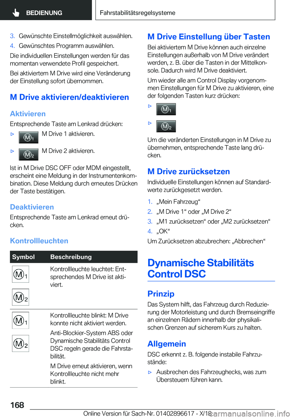 BMW M2 2019  Betriebsanleitungen (in German) �3�.�G�e�w�