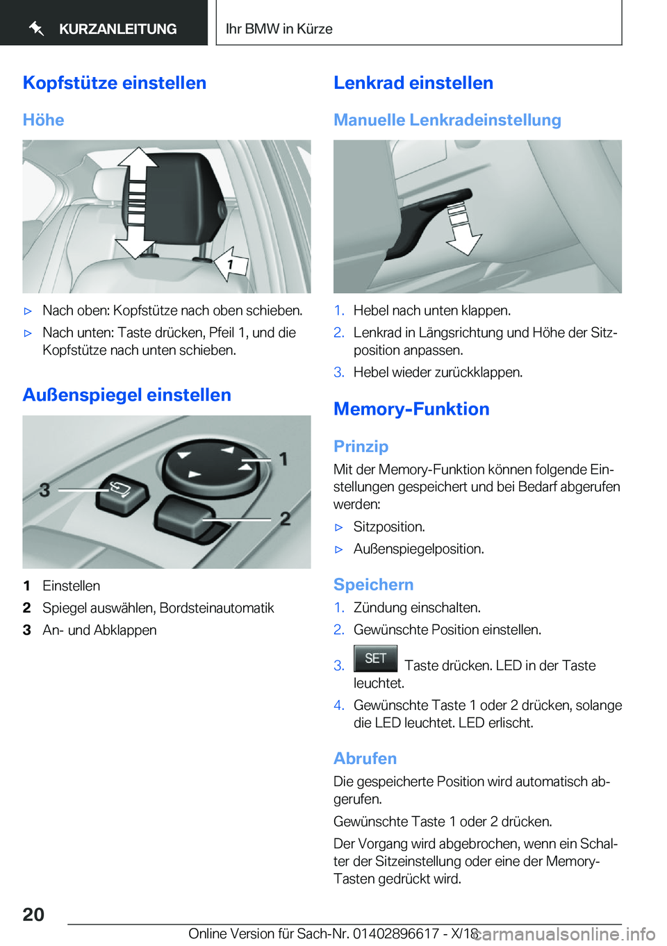 BMW M2 2019  Betriebsanleitungen (in German) �K�o�p�f�s�t�
