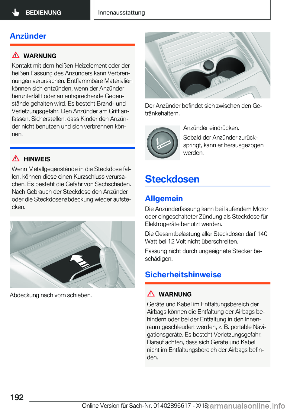 BMW M2 2019  Betriebsanleitungen (in German) �A�n�z�
