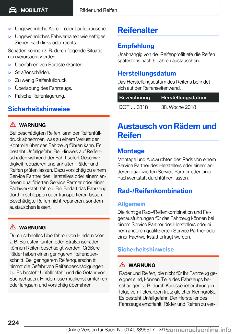 BMW M2 2019  Betriebsanleitungen (in German) 'x�U�n�g�e�w�