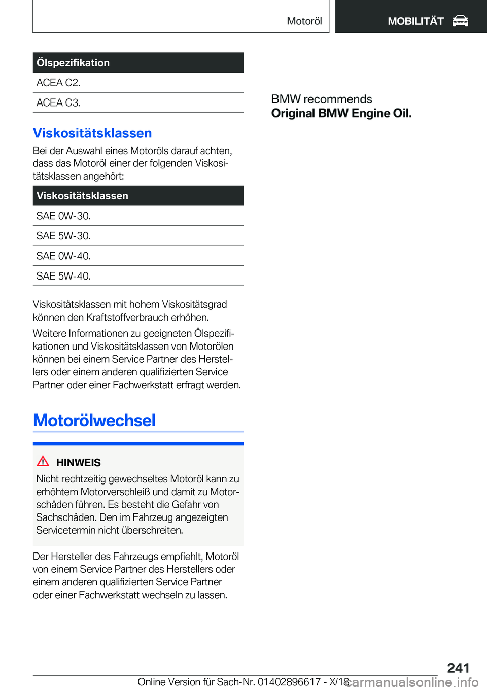 BMW M2 2019  Betriebsanleitungen (in German) �