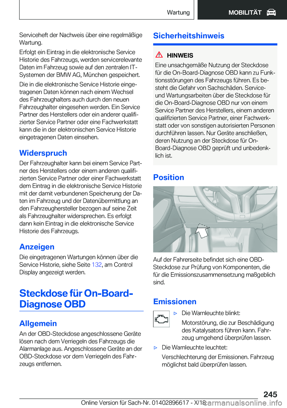 BMW M2 2019  Betriebsanleitungen (in German) �S�e�r�v�i�c�e�h�e�f�t��d�e�r��N�a�c�h�w�e�i�s��