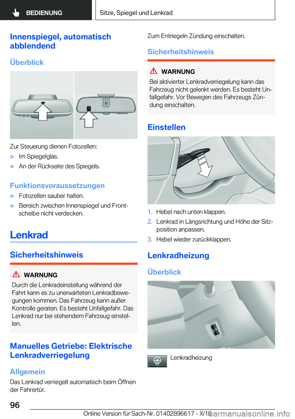 BMW M2 2019  Betriebsanleitungen (in German) �I�n�n�e�n�s�p�i�e�g�e�l�,��a�u�t�o�m�a�t�i�s�c�h
�a�b�b�l�e�n�d�e�n�d
�
