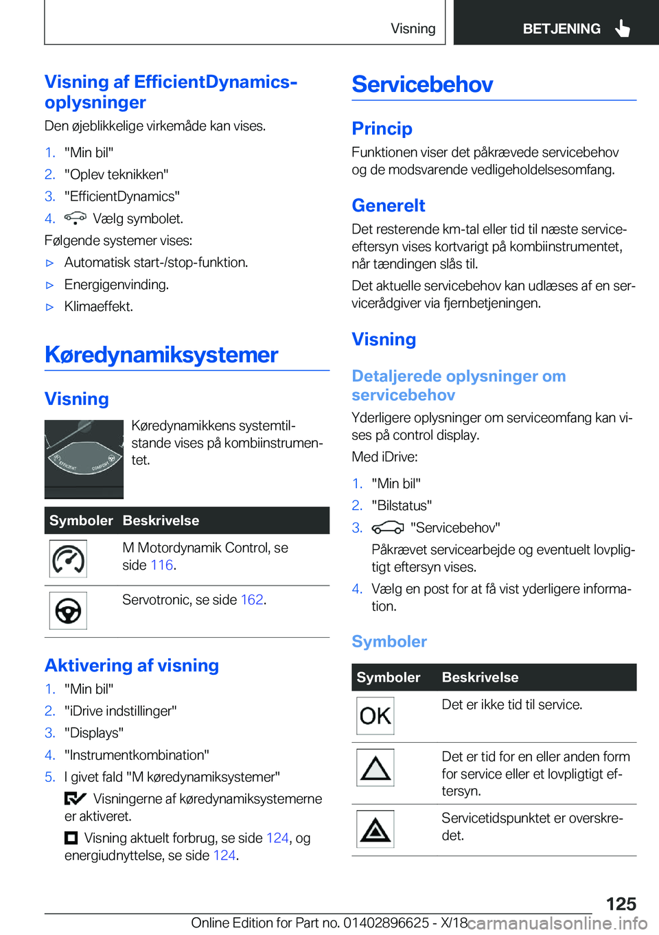 BMW M2 2019  InstruktionsbØger (in Danish) �V�i�s�n�i�n�g��a�f��E�f�f�i�c�i�e�n�t�D�y�n�a�m�i�c�s�-
�o�p�l�y�s�n�i�n�g�e�r
�D�e�n��