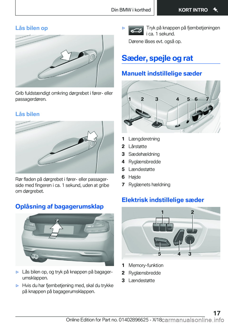 BMW M2 2019  InstruktionsbØger (in Danish) �L�å�s��b�i�l�e�n��o�p
�G�r�i�b��f�u�l�d�s�t�æ�n�d�i�g�t��o�m�k�r�i�n�g��d�