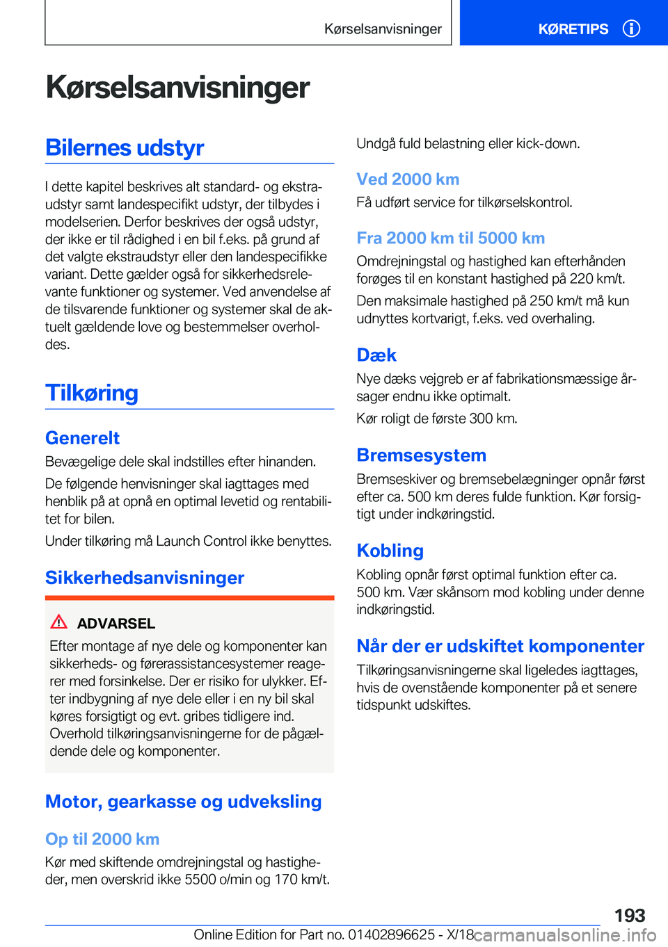 BMW M2 2019  InstruktionsbØger (in Danish) �K�