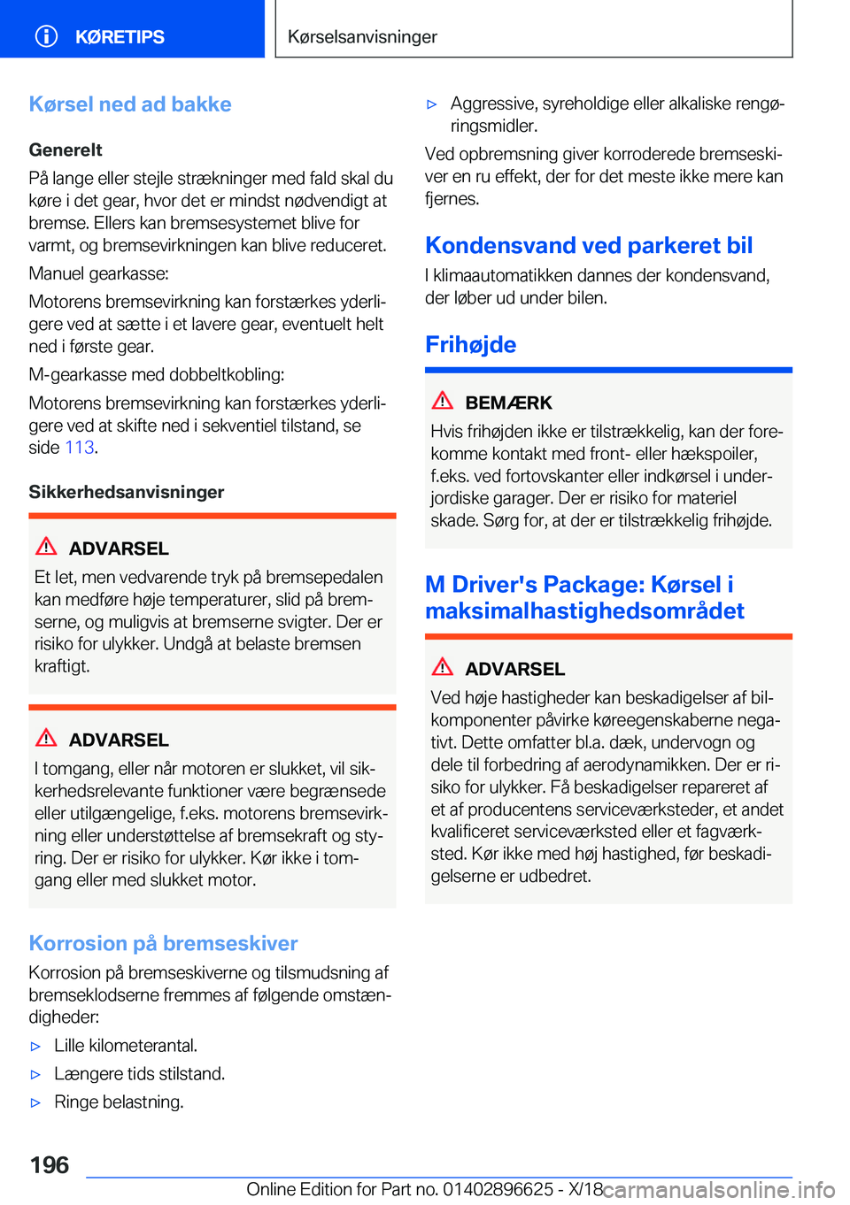 BMW M2 2019  InstruktionsbØger (in Danish) �K�