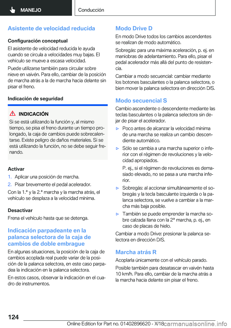BMW M2 2019  Manuales de Empleo (in Spanish) �A�s�i�s�t�e�n�t�e��d�e��v�e�l�o�c�i�d�a�d��r�e�d�u�c�i�d�a
�C�o�n�f�i�g�u�r�a�c�i�