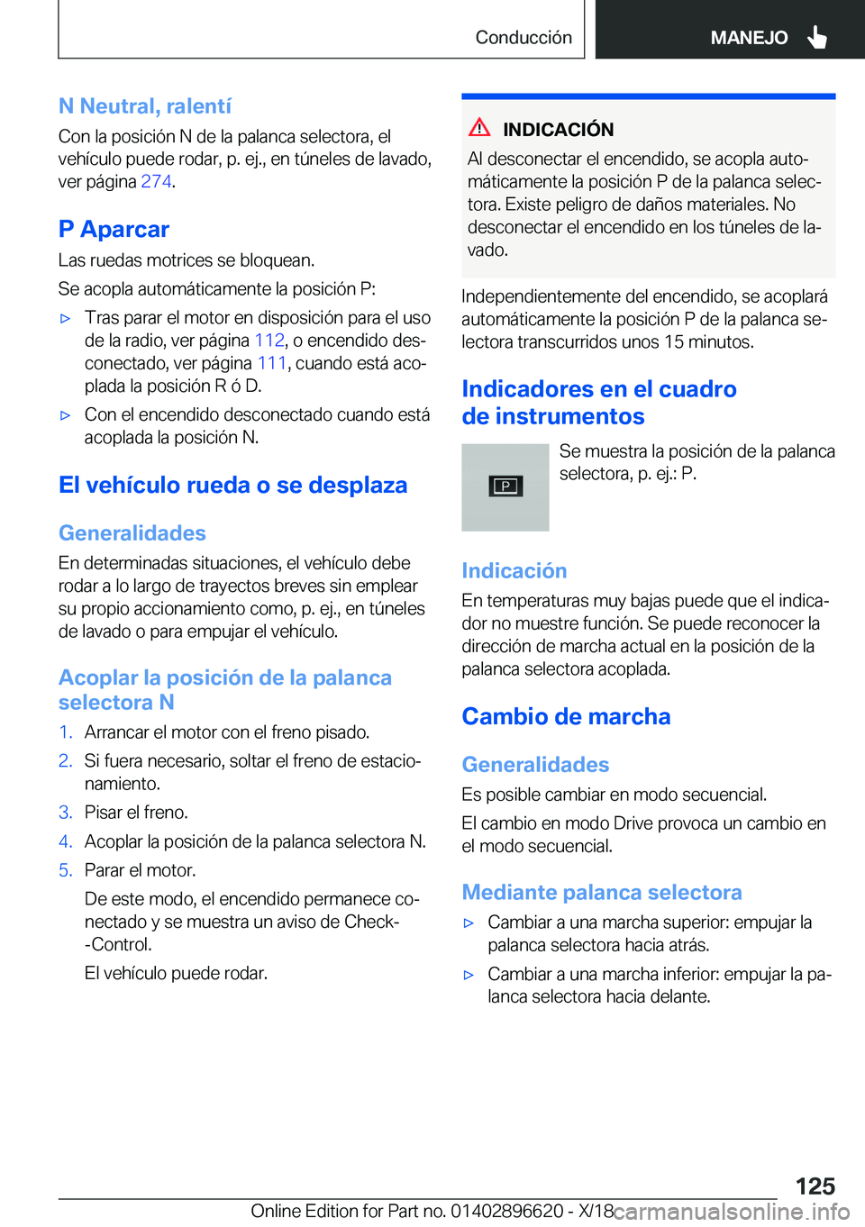 BMW M2 2019  Manuales de Empleo (in Spanish) �N��N�e�u�t�r�a�l�,��r�a�l�e�n�t�