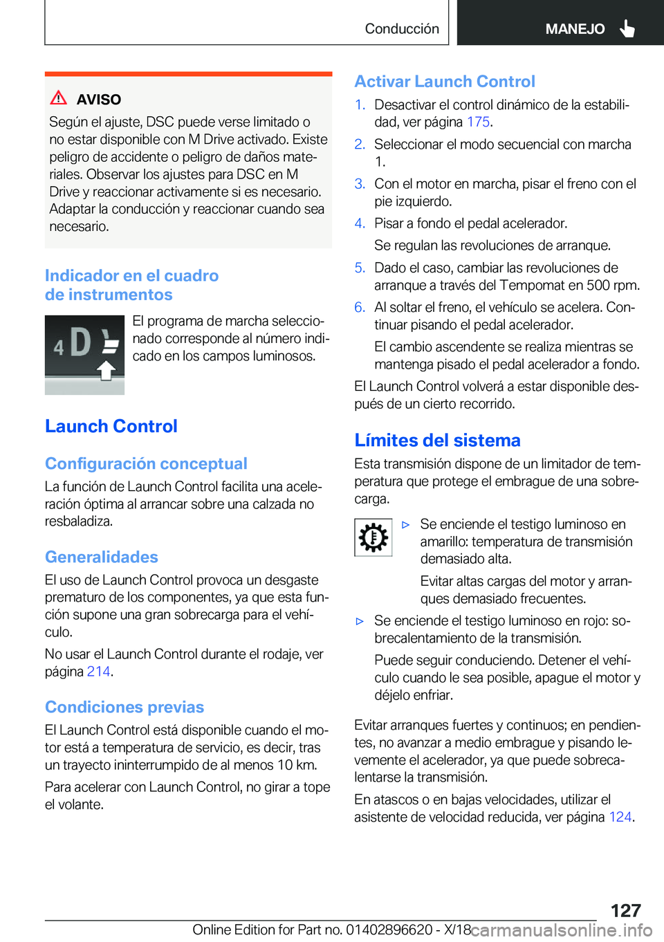 BMW M2 2019  Manuales de Empleo (in Spanish) �A�V�I�S�O
�S�e�g�