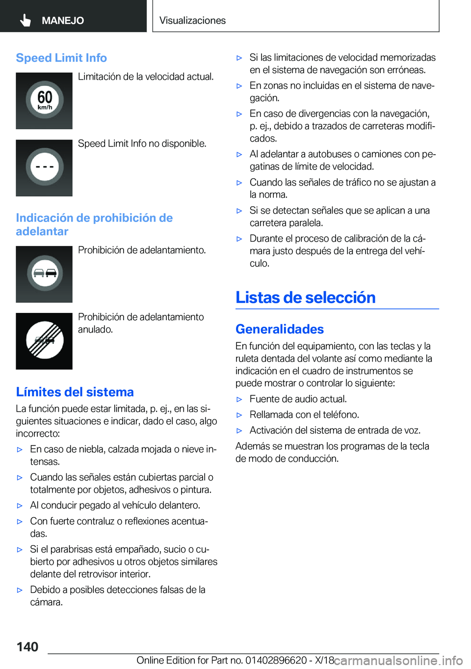 BMW M2 2019  Manuales de Empleo (in Spanish) �S�p�e�e�d��L�i�m�i�t��I�n�f�o�L�i�m�i�t�a�c�i�