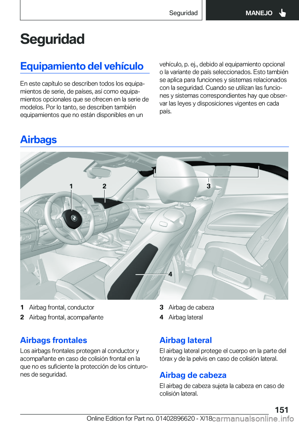 BMW M2 2019  Manuales de Empleo (in Spanish) �S�e�g�u�r�i�d�a�d�E�q�u�i�p�a�m�i�e�n�t�o��d�e�l��v�e�h�