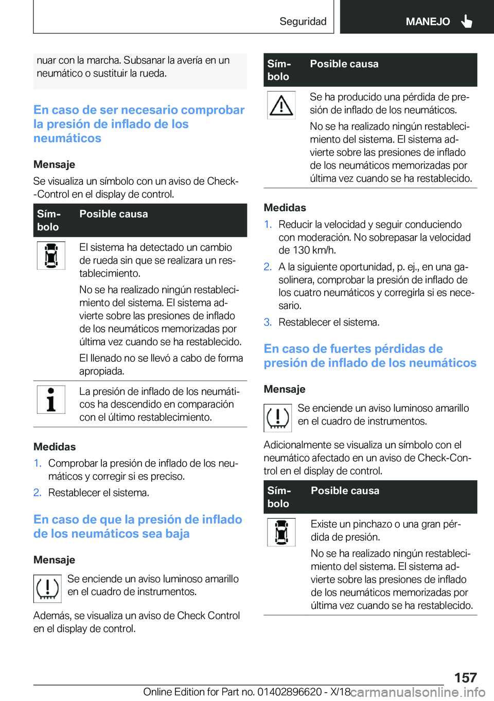 BMW M2 2019  Manuales de Empleo (in Spanish) �n�u�a�r��c�o�n��l�a��m�a�r�c�h�a�.��S�u�b�s�a�n�a�r��l�a��a�v�e�r�
