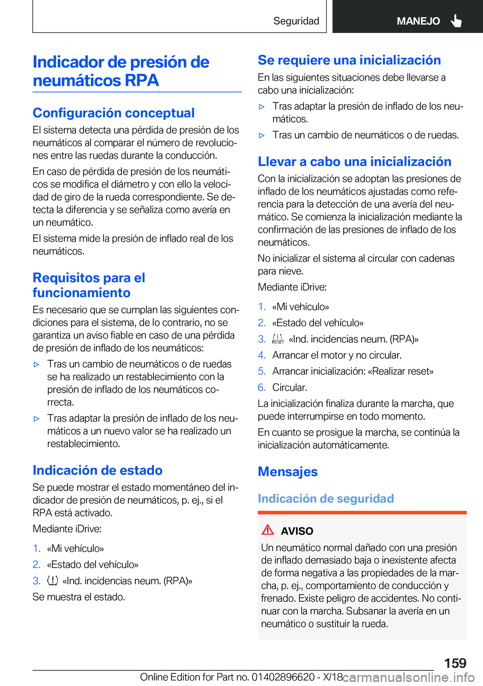 BMW M2 2019  Manuales de Empleo (in Spanish) �I�n�d�i�c�a�d�o�r��d�e��p�r�e�s�i�