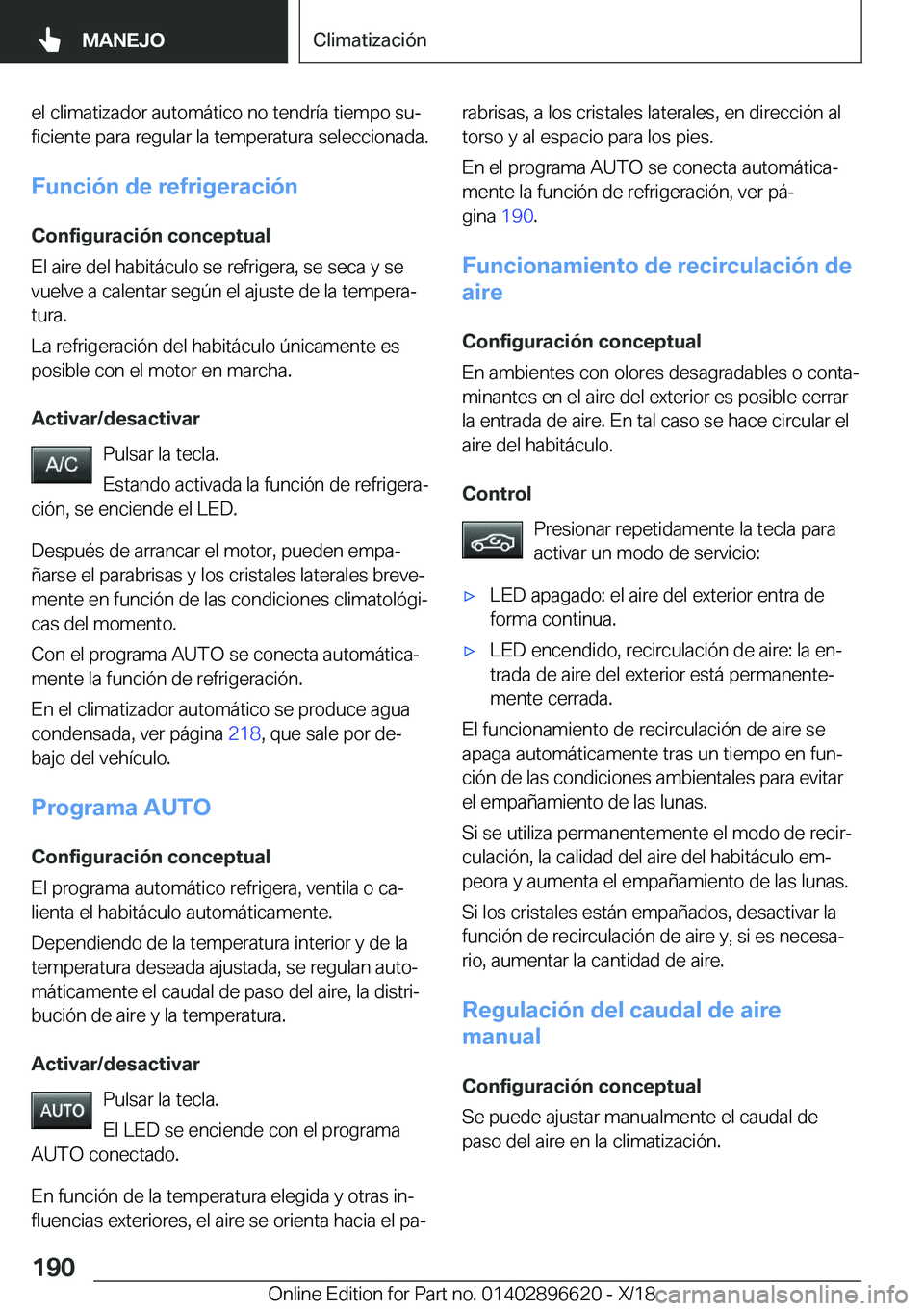 BMW M2 2019  Manuales de Empleo (in Spanish) �e�l��c�l�i�m�a�t�i�z�a�d�o�r��a�u�t�o�m�
