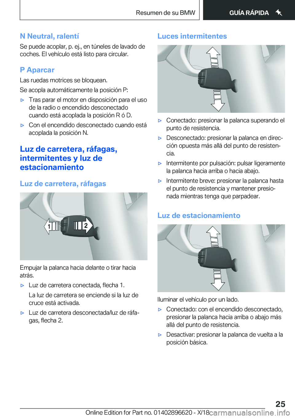 BMW M2 2019  Manuales de Empleo (in Spanish) �N��N�e�u�t�r�a�l�,��r�a�l�e�n�t�