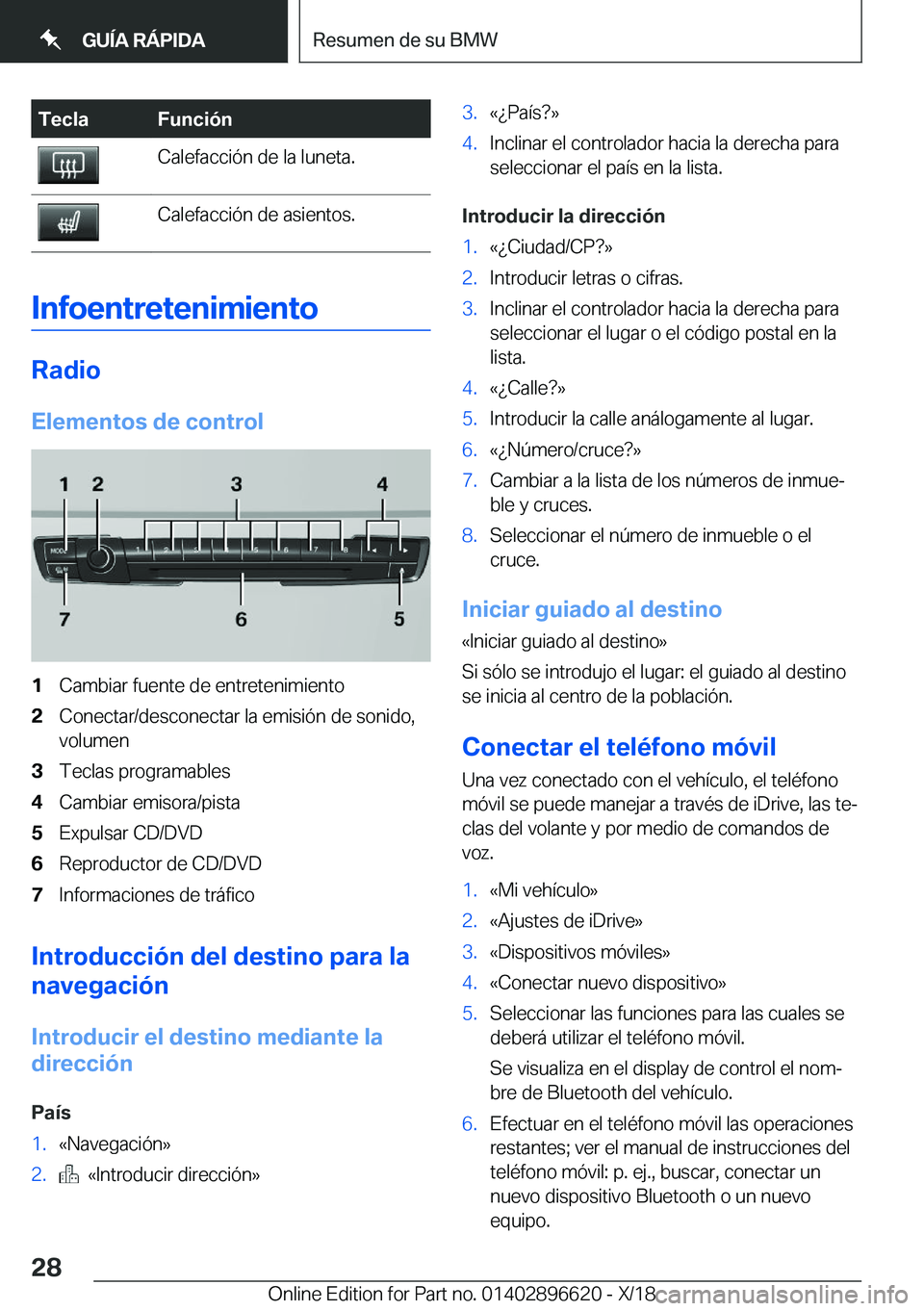 BMW M2 2019  Manuales de Empleo (in Spanish) �T�e�c�l�a�F�u�n�c�i�
