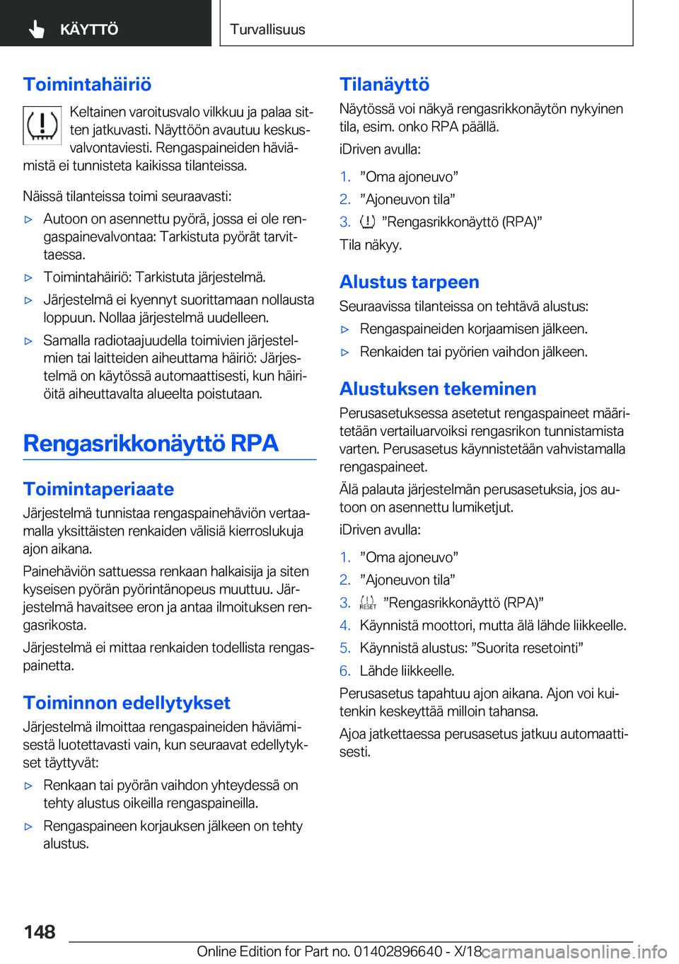 BMW M2 2019  Omistajan Käsikirja (in Finnish) �T�o�i�m�i�n�t�a�h�