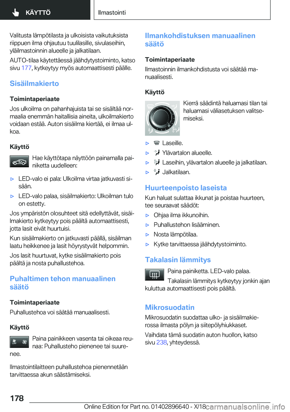 BMW M2 2019  Omistajan Käsikirja (in Finnish) �V�a�l�i�t�u�s�t�a��l�