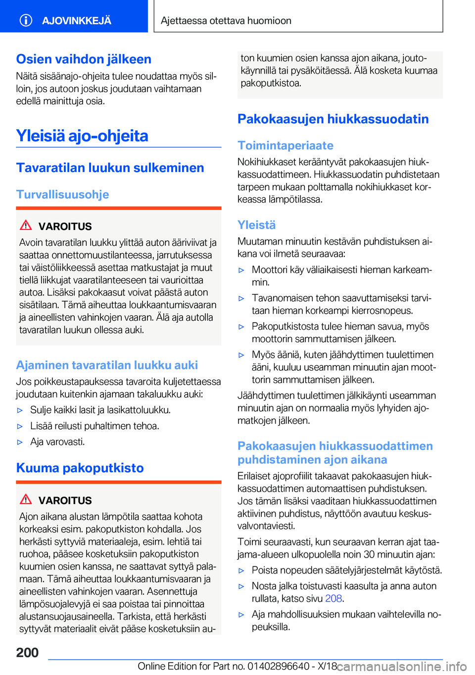 BMW M2 2019  Omistajan Käsikirja (in Finnish) �O�s�i�e�n��v�a�i�h�d�o�n��j�