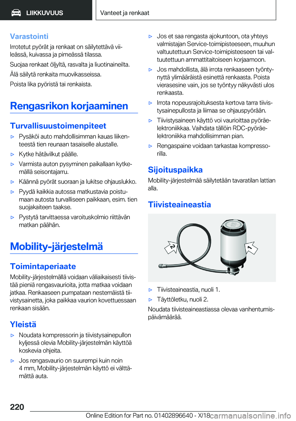 BMW M2 2019  Omistajan Käsikirja (in Finnish) �V�a�r�a�s�t�o�i�n�t�i�I�r�r�o�t�e�t�u�t��p�y�