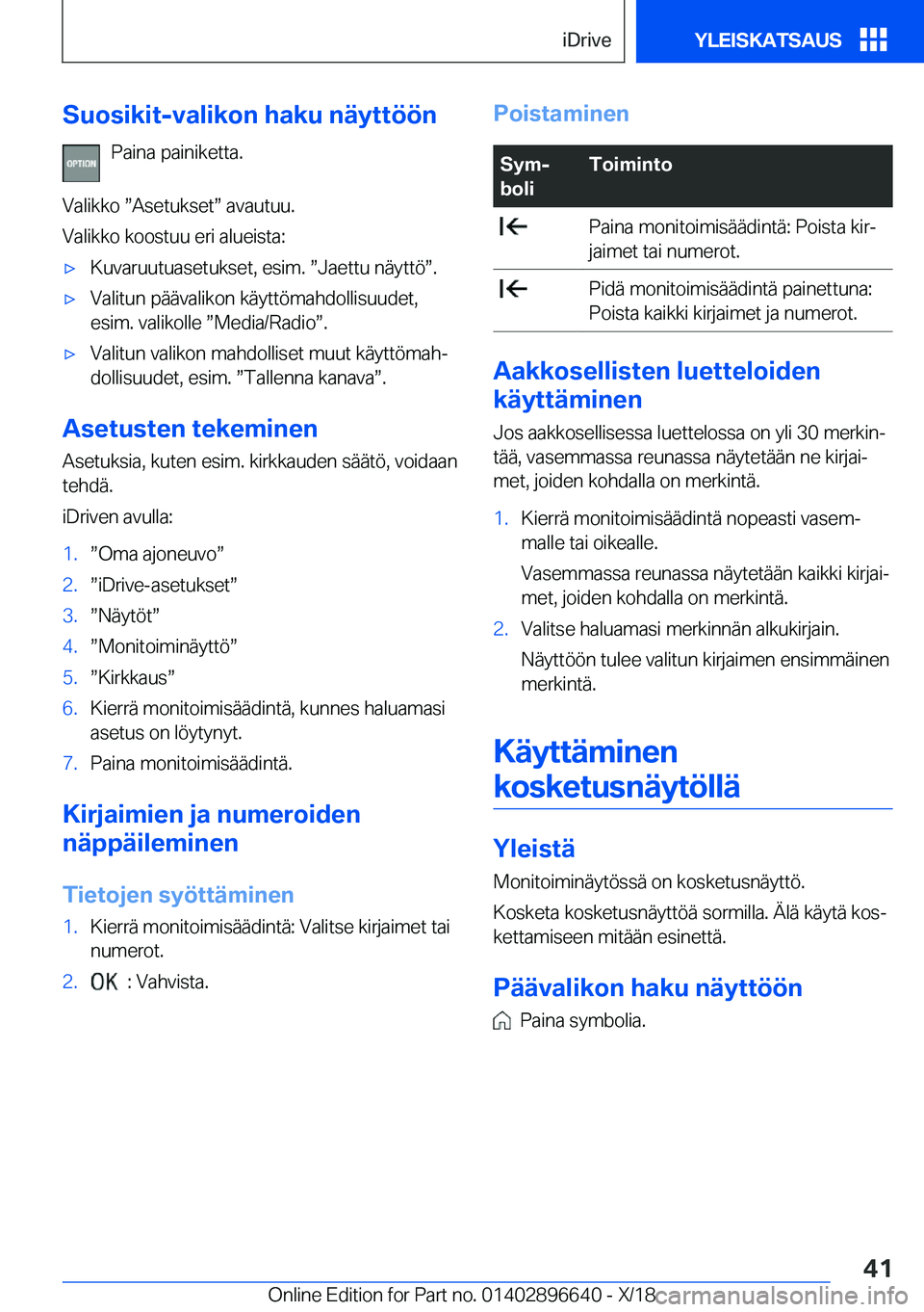 BMW M2 2019  Omistajan Käsikirja (in Finnish) �S�u�o�s�i�k�i�t�-�v�a�l�i�k�o�n��h�a�k�u��n�