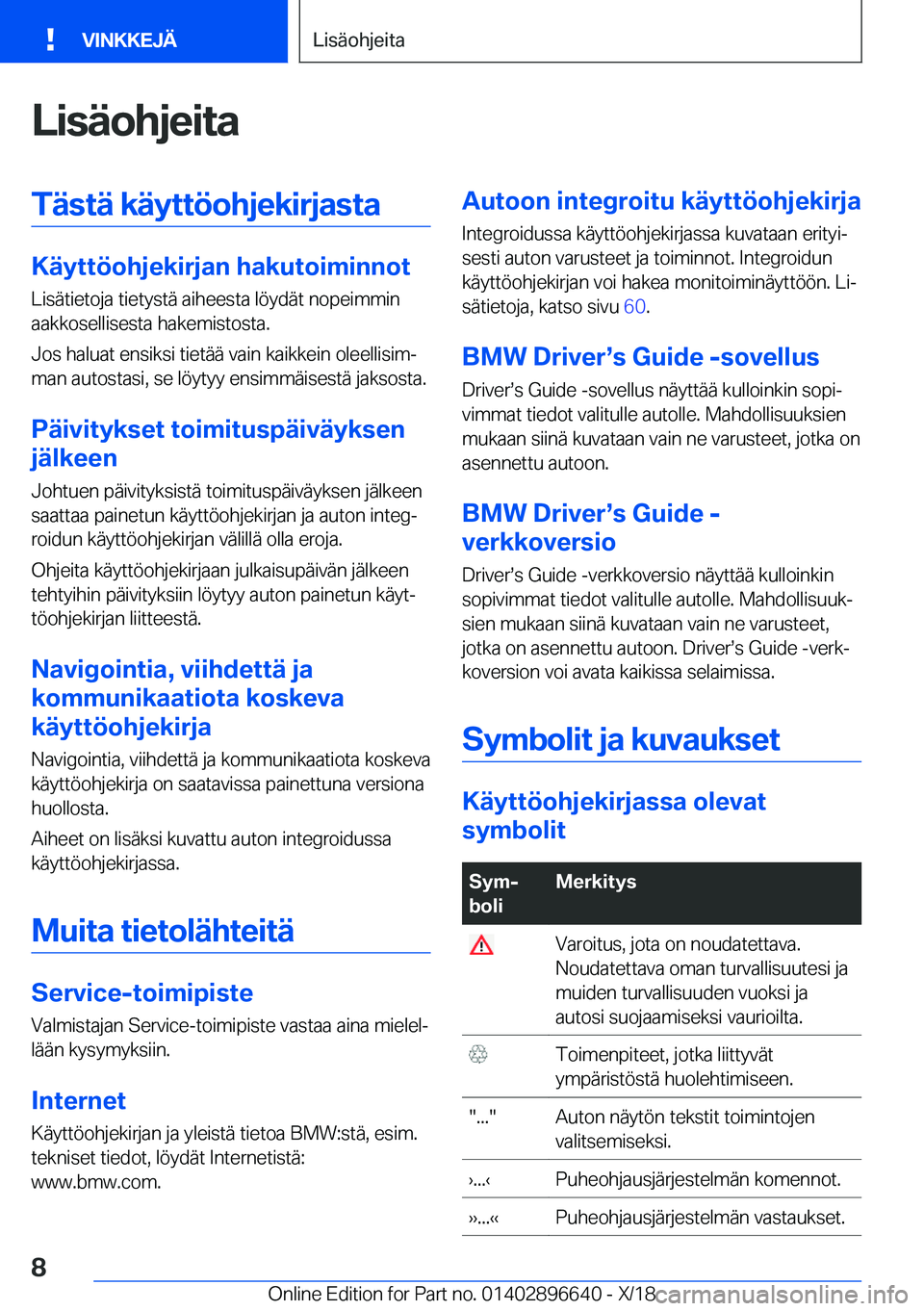 BMW M2 2019  Omistajan Käsikirja (in Finnish) �L�i�s�