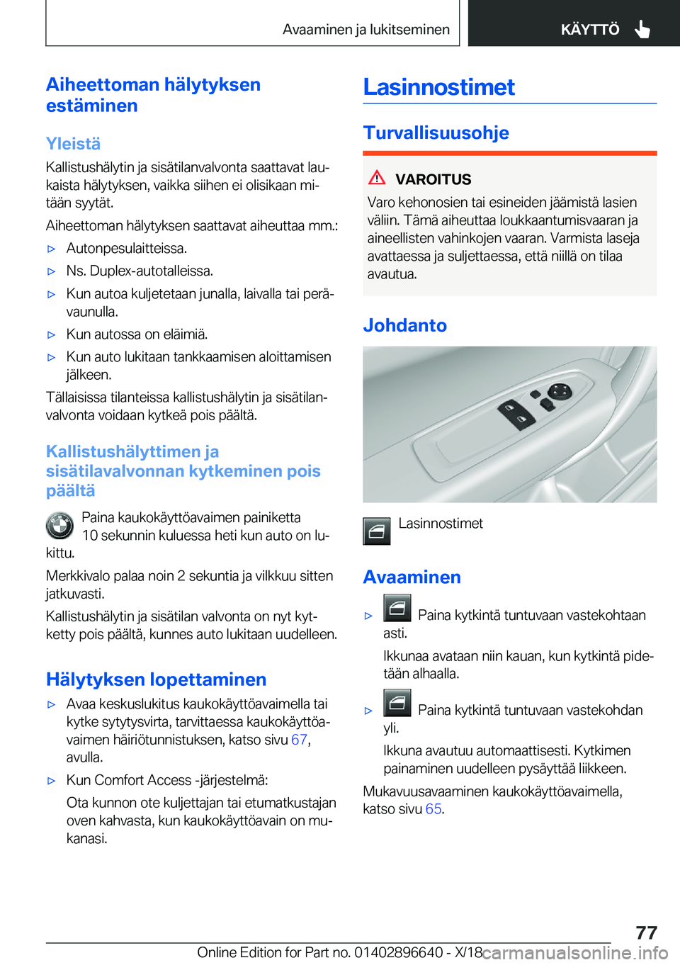 BMW M2 2019  Omistajan Käsikirja (in Finnish) �A�i�h�e�e�t�t�o�m�a�n��h�