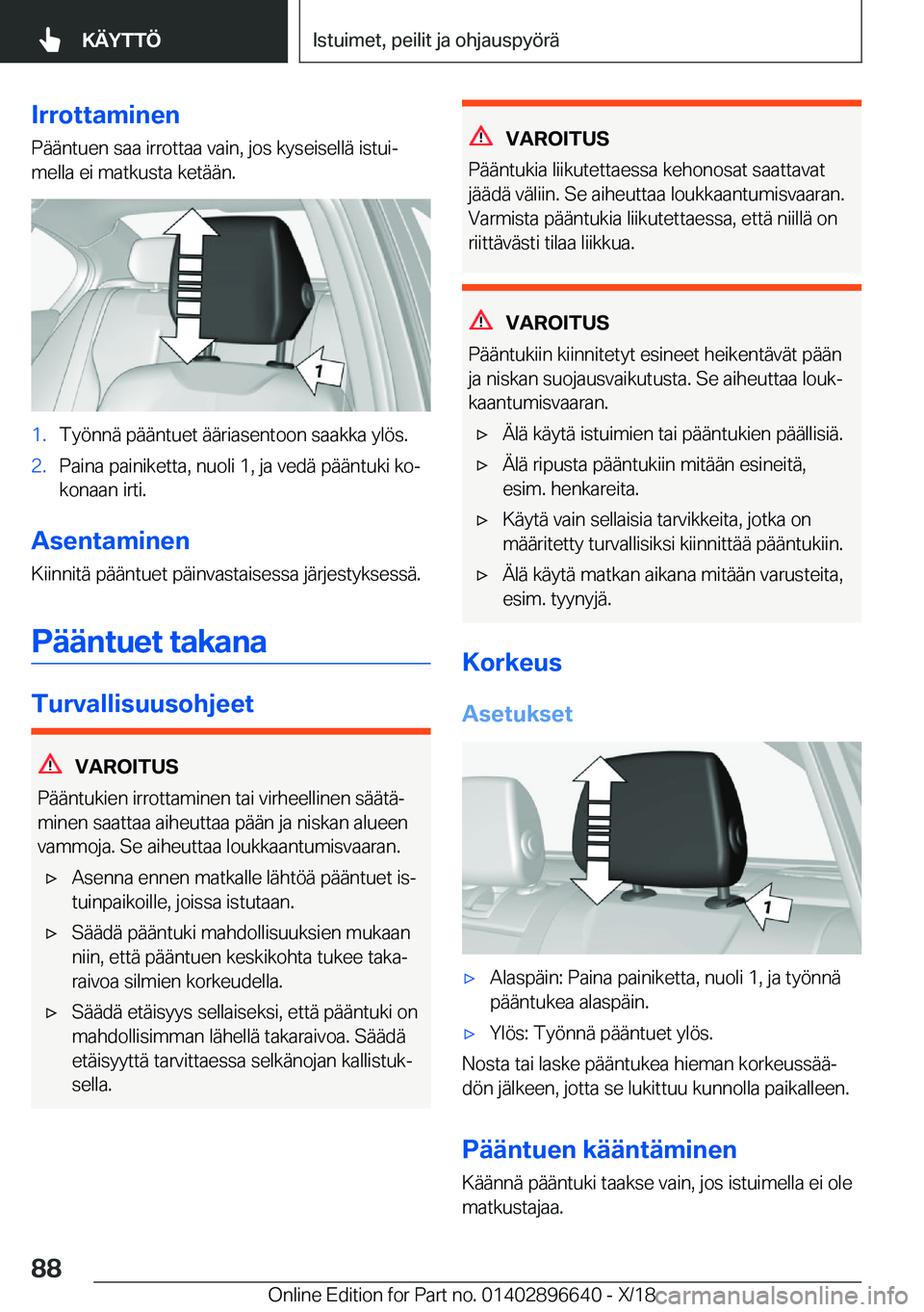 BMW M2 2019  Omistajan Käsikirja (in Finnish) �I�r�r�o�t�t�a�m�i�n�e�n�P�