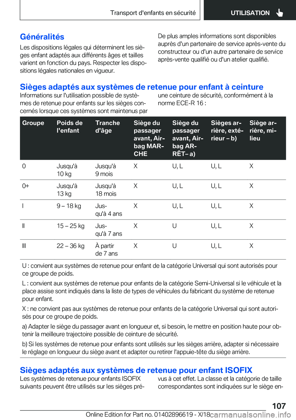 BMW M2 2019  Notices Demploi (in French) �G�é�n�é�r�a�l�i�t�é�s�L�e�s��d�i�s�p�o�s�i�t�i�o�n�s��l�é�g�a�l�e�s��q�u�i��d�é�t�e�r�m�i�n�e�n�t��l�e�s��s�i�èj�g�e�s��e�n�f�a�n�t��a�d�a�p�t�é�s��a�u�x��d�i�f�f�é�r�e�n�t�s��