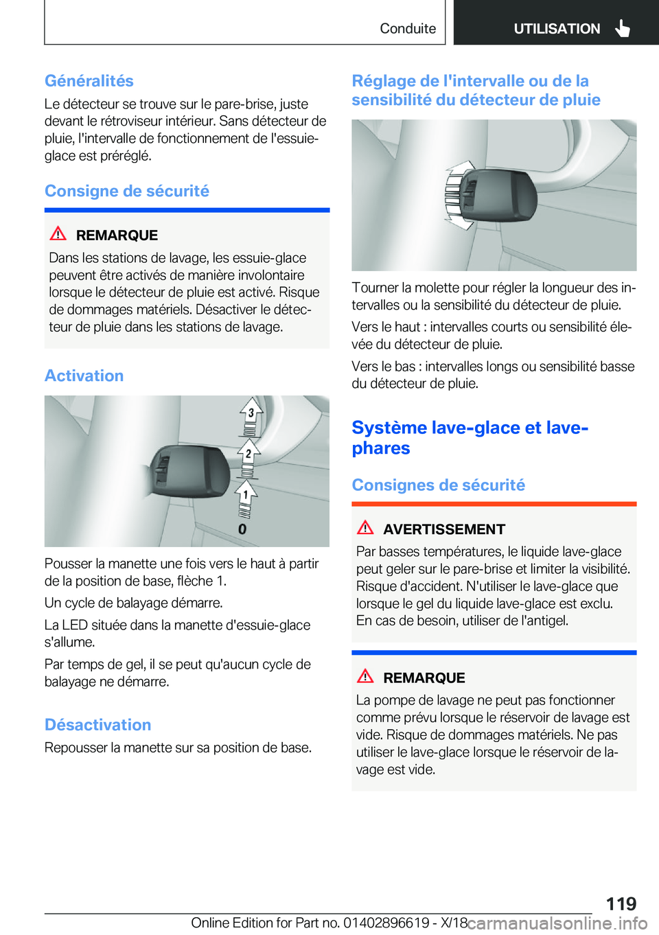 BMW M2 2019  Notices Demploi (in French) �G�é�n�é�r�a�l�i�t�é�s
�L�e��d�é�t�e�c�t�e�u�r��s�e��t�r�o�u�v�e��s�u�r��l�e��p�a�r�e�-�b�r�i�s�e�,��j�u�s�t�e �d�e�v�a�n�t��l�e��r�é�t�r�o�v�i�s�e�u�r��i�n�t�é�r�i�e�u�r�.��S�a�n�s�