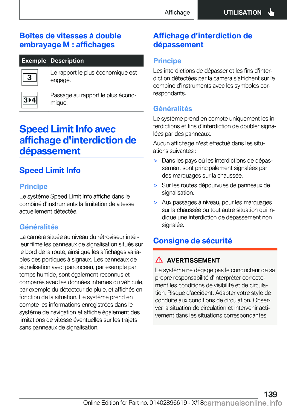 BMW M2 2019  Notices Demploi (in French) �B�o�
