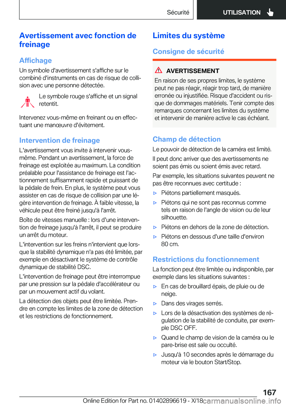 BMW M2 2019  Notices Demploi (in French) �A�v�e�r�t�i�s�s�e�m�e�n�t��a�v�e�c��f�o�n�c�t�i�o�n��d�e
�f�r�e�i�n�a�g�e
�A�f�f�i�c�h�a�g�e �U�n��s�y�m�b�o�l�e��d�'�a�v�e�r�t�i�s�s�e�m�e�n�t��s�'�a�f�f�i�c�h�e��s�u�r��l�e
�c�o�m�b