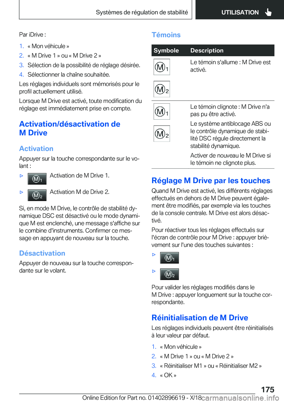 BMW M2 2019  Notices Demploi (in French) �P�a�r��i�D�r�i�v�e��:�1�.�k��M�o�n��v�é�h�i�c�u�l�e��{�2�.�k��M��D�r�i�v�e��1��{��o�u��k��M��D�r�i�v�e��2��{�3�.�S�é�l�e�c�t�i�o�n��d�e��l�a��p�o�s�s�i�b�i�l�i�t�é��d�e��r�é�g