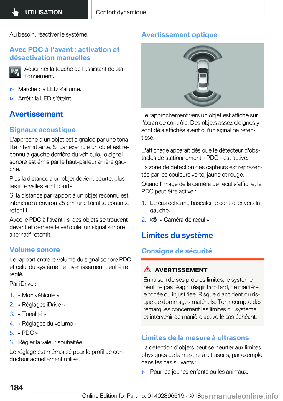 BMW M2 2019  Notices Demploi (in French) �A�u��b�e�s�o�i�n�,��r�é�a�c�t�i�v�e�r��l�e��s�y�s�t�è�m�e�.�A�v�e�c��P�D�C��