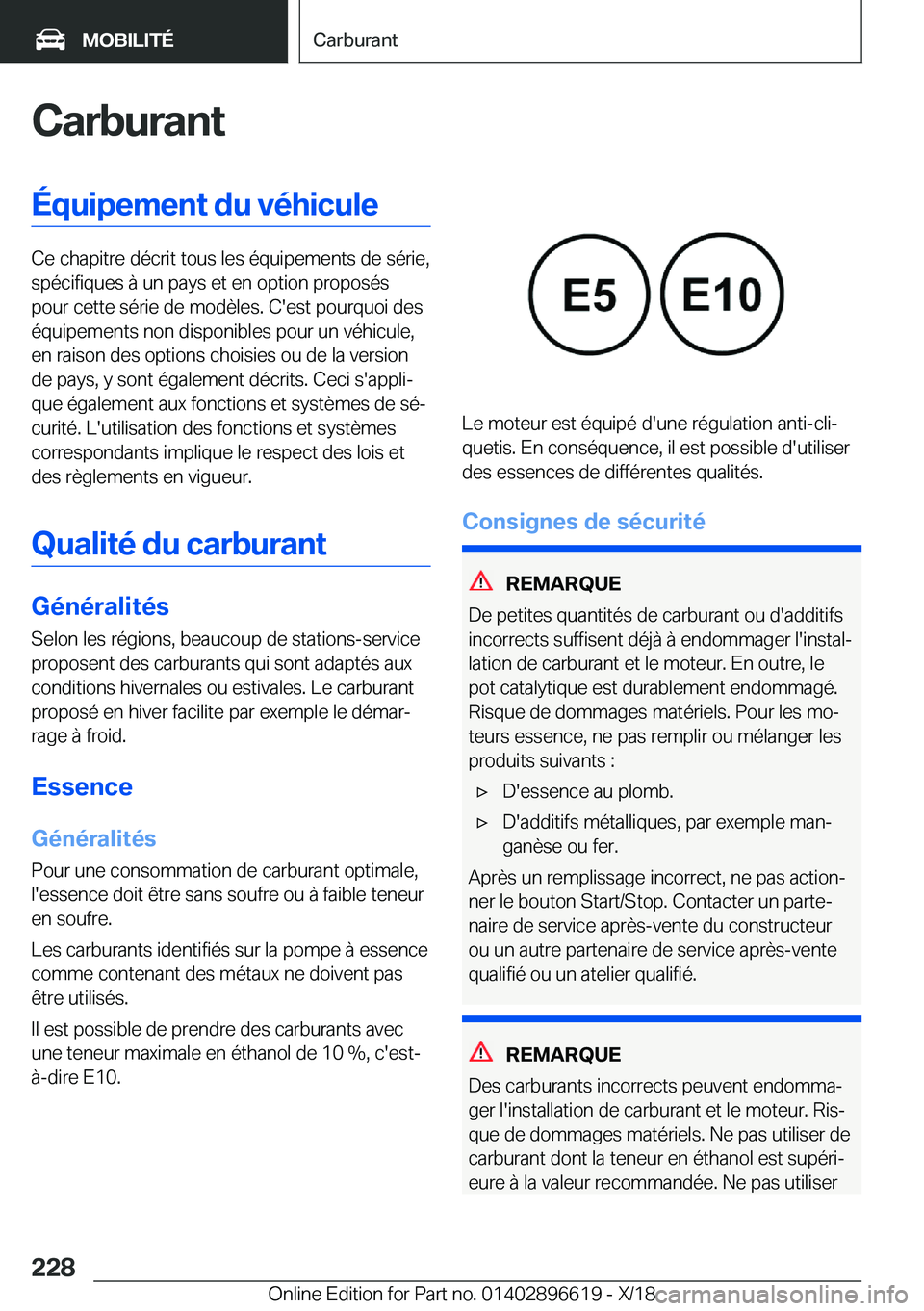 BMW M2 2019  Notices Demploi (in French) �C�a�r�b�u�r�a�n�t�É�q�u�i�p�e�m�e�n�t��d�u��v�é�h�i�c�u�l�e
�C�e��c�h�a�p�i�t�r�e��d�é�c�r�i�t��t�o�u�s��l�e�s��é�q�u�i�p�e�m�e�n�t�s��d�e��s�é�r�i�e�,�s�p�é�c�i�f�i�q�u�e�s��