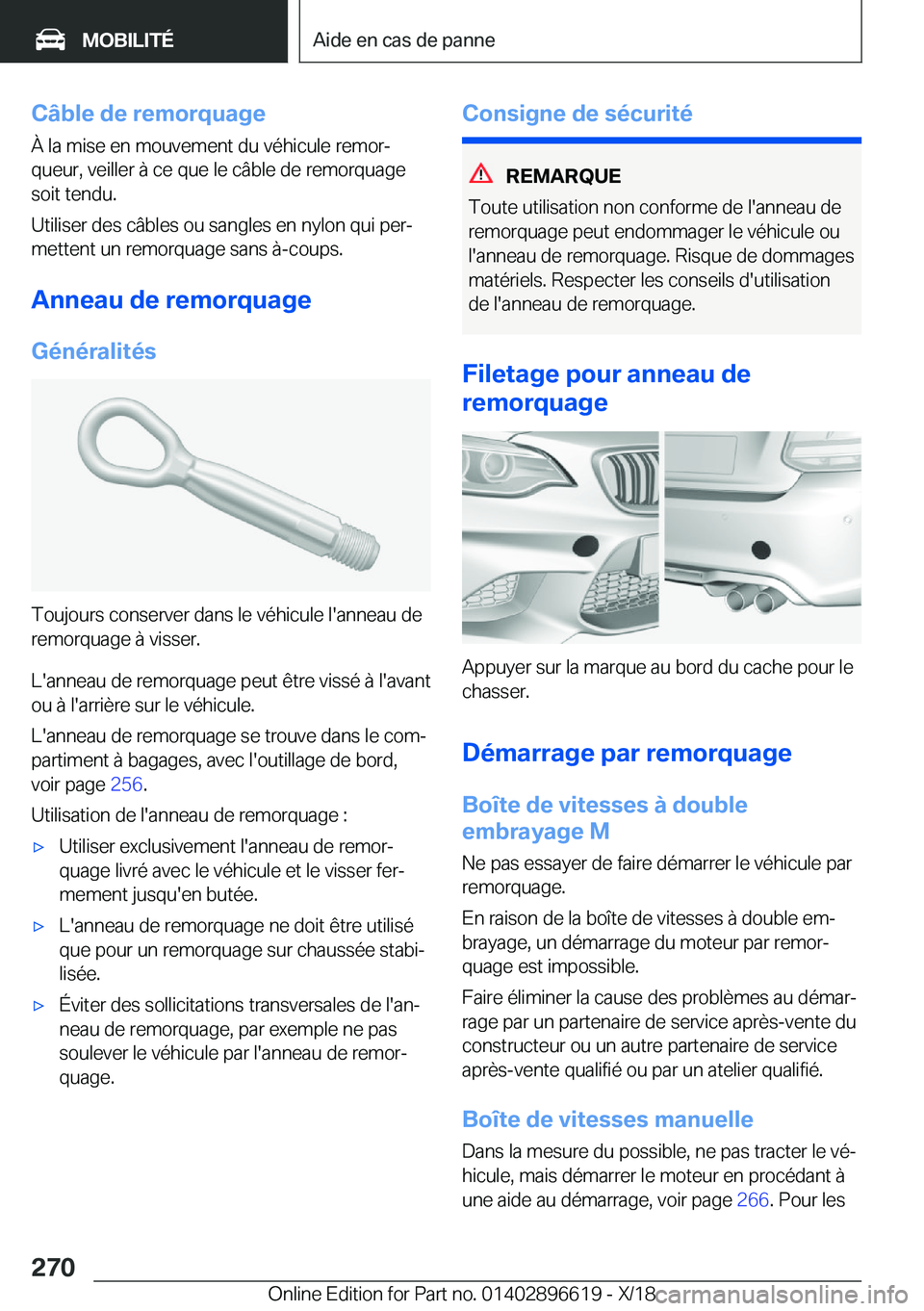 BMW M2 2019  Notices Demploi (in French) �C�