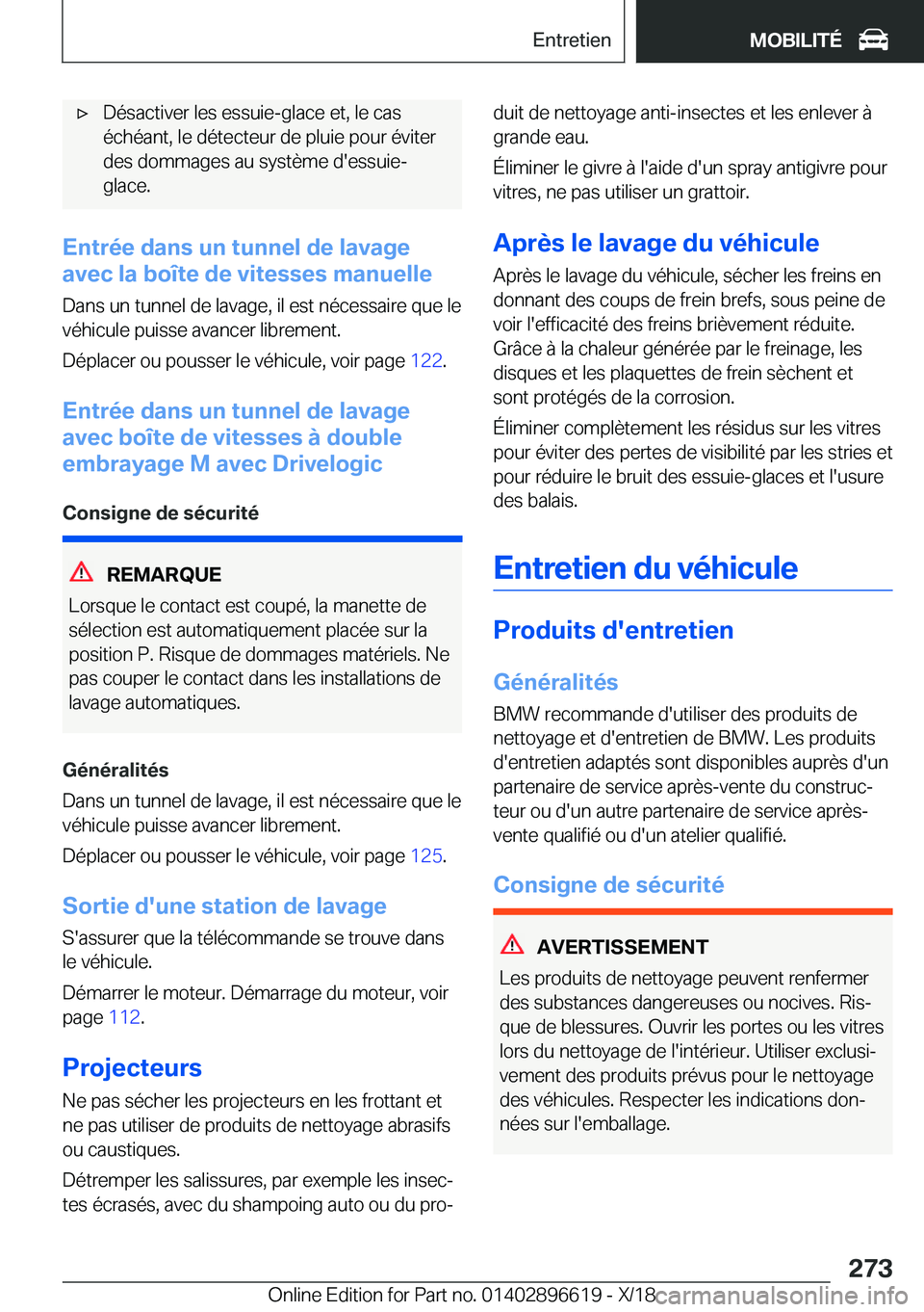 BMW M2 2019  Notices Demploi (in French) 'x�D�é�s�a�c�t�i�v�e�r��l�e�s��e�s�s�u�i�e�-�g�l�a�c�e��e�t�,��l�e��c�a�s
�é�c�h�é�a�n�t�,��l�e��d�é�t�e�c�t�e�u�r��d�e��p�l�u�i�e��p�o�u�r��é�v�i�t�e�r �d�e�s��d�o�m�m�a�g�e�s��