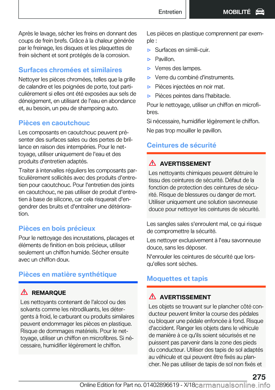 BMW M2 2019  Notices Demploi (in French) �A�p�r�è�s��l�e��l�a�v�a�g�e�,��s�é�c�h�e�r��l�e�s��f�r�e�i�n�s��e�n��d�o�n�n�a�n�t��d�e�s�c�o�u�p�s��d�e��f�r�e�i�n��b�r�e�f�s�.��G�r�