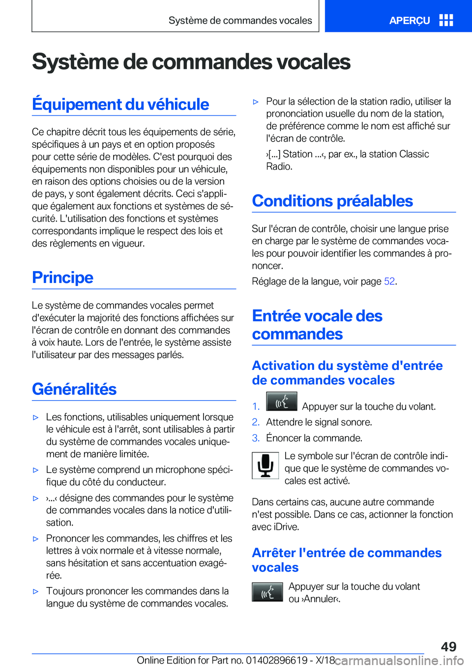 BMW M2 2019  Notices Demploi (in French) �S�y�s�t�è�m�e��d�e��c�o�m�m�a�n�d�e�s��v�o�c�a�l�e�s�É�q�u�i�p�e�m�e�n�t��d�u��v�é�h�i�c�u�l�e
�C�e��c�h�a�p�i�t�r�e��d�é�c�r�i�t��t�o�u�s��l�e�s��é�q�u�i�p�e�m�e�n�t�s��d�e��s�é�r�