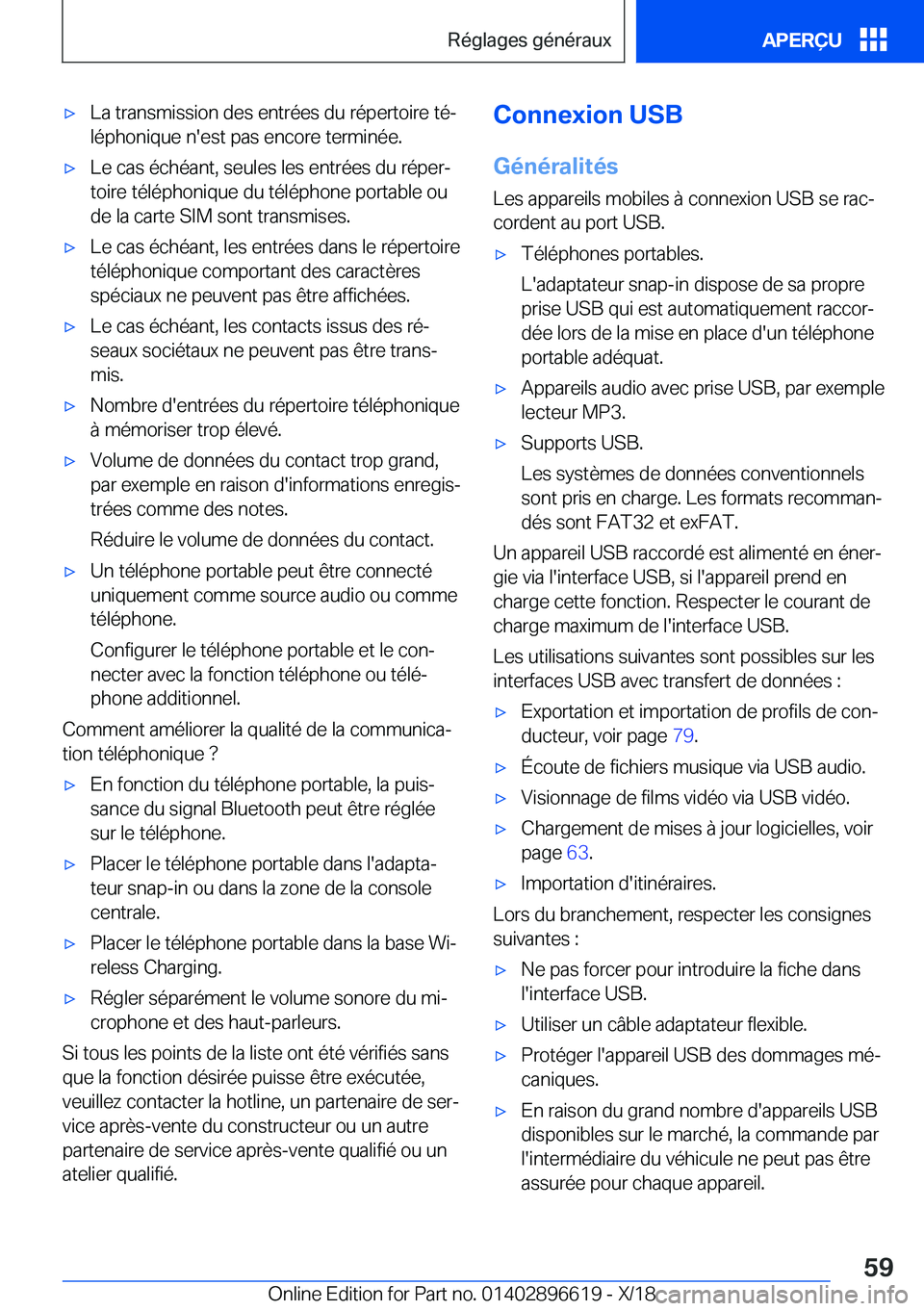 BMW M2 2019  Notices Demploi (in French) 'x�L�a��t�r�a�n�s�m�i�s�s�i�o�n��d�e�s��e�n�t�r�é�e�s��d�u��r�é�p�e�r�t�o�i�r�e��t�éj
�l�é�p�h�o�n�i�q�u�e��n�'�e�s�t��p�a�s��e�n�c�o�r�e��t�e�r�m�i�n�é�e�.'x�L�e��c�a�s�