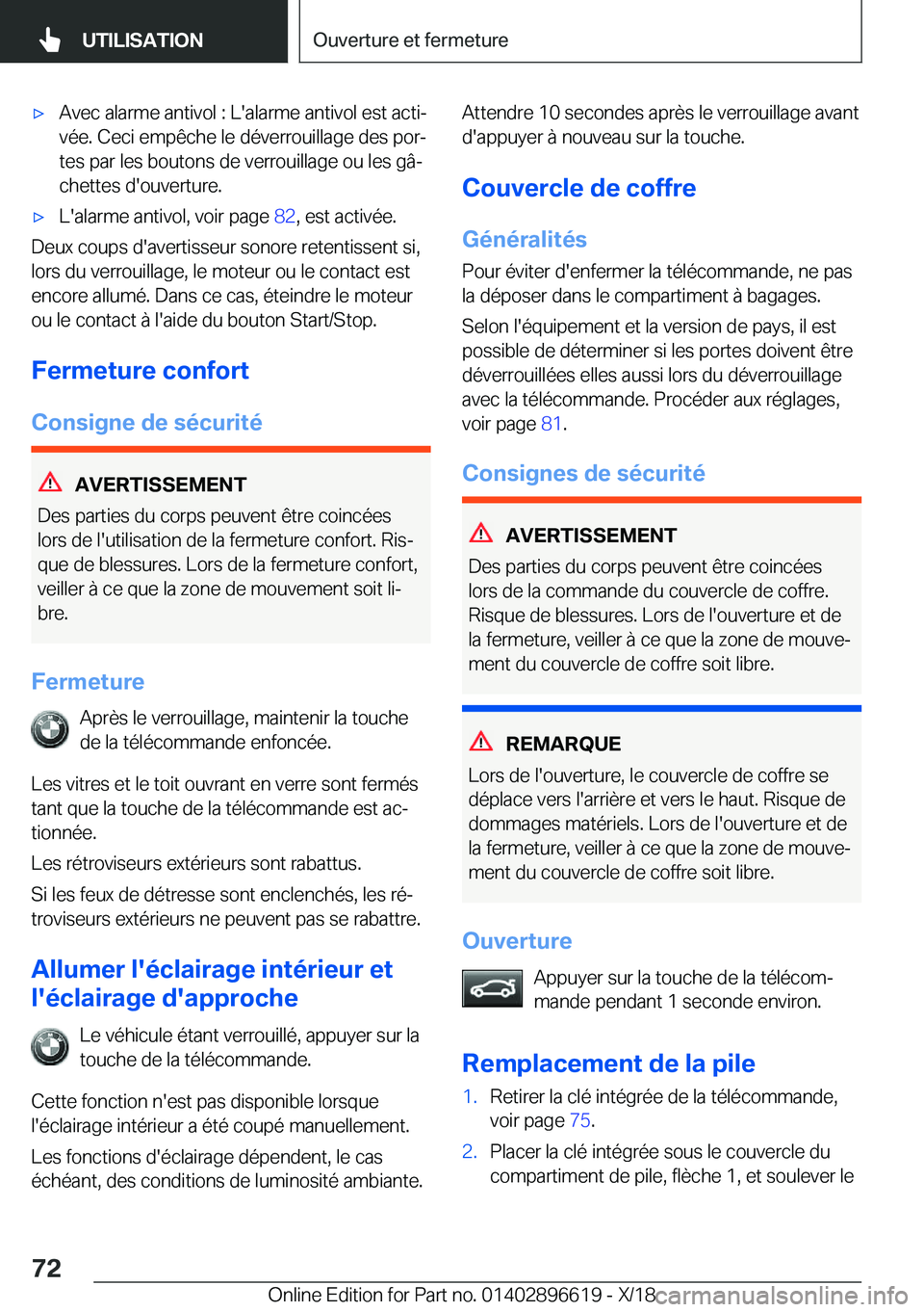 BMW M2 2019  Notices Demploi (in French) 'x�A�v�e�c��a�l�a�r�m�e��a�n�t�i�v�o�l��:��L�'�a�l�a�r�m�e��a�n�t�i�v�o�l��e�s�t��a�c�t�ij�v�é�e�.��C�e�c�i��e�m�p�ê�c�h�e��l�e��d�é�v�e�r�r�o�u�i�l�l�a�g�e��d�e�s��p�o�rj
�t