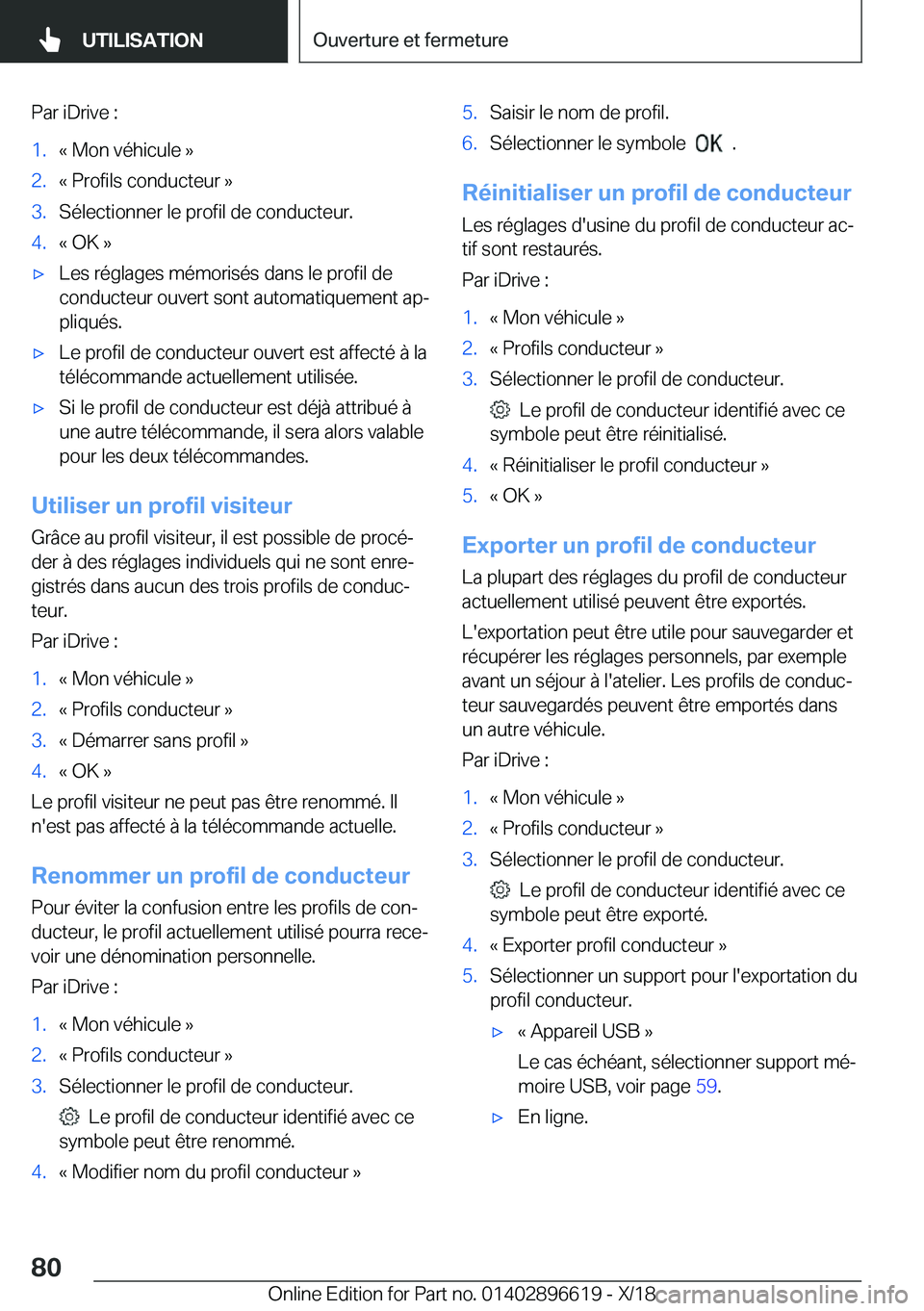 BMW M2 2019  Notices Demploi (in French) �P�a�r��i�D�r�i�v�e��:�1�.�k��M�o�n��v�é�h�i�c�u�l�e��{�2�.�k��P�r�o�f�i�l�s��c�o�n�d�u�c�t�e�u�r��{�3�.�S�é�l�e�c�t�i�o�n�n�e�r��l�e��p�r�o�f�i�l��d�e��c�o�n�d�u�c�t�e�u�r�.�4�.�k��O�K