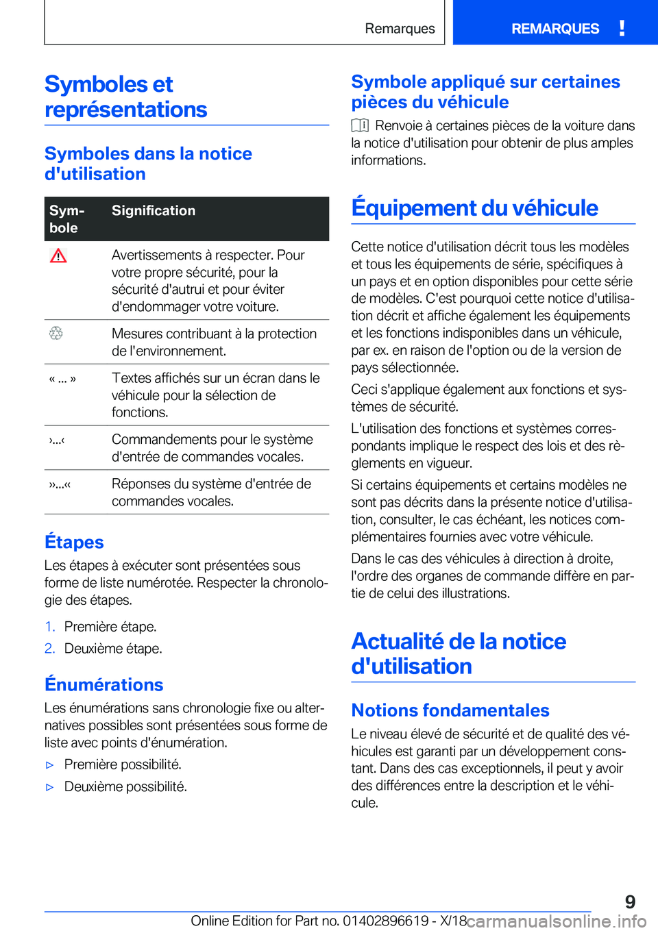 BMW M2 2019  Notices Demploi (in French) �S�y�m�b�o�l�e�s��e�t�r�e�p�r�é�s�e�n�t�a�t�i�o�n�s
�S�y�m�b�o�l�e�s��d�a�n�s��l�a��n�o�t�i�c�e
�d�'�u�t�i�l�i�s�a�t�i�o�n
�S�y�mj
�b�o�l�e�S�i�g�n�i�f�i�c�a�t�i�o�n��A�v�e�r�t�i�s�s�e�m�e�